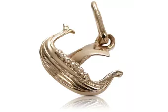 Vintage ροζ σοβιετικό χρυσό 14k 585 μενταγιόν με σκάφος της ΕΣΣΔ vpn044