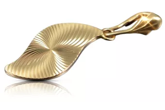 Rosa rusa rosa soviético 14k 585 oro URSS Colgante de hoja vintage vpn048