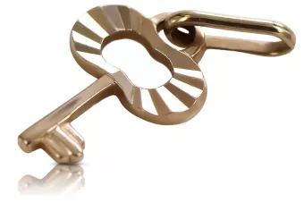 Rusă roz roz sovietic 14k 585 aur URSS Vintage pandantiv cheie VPN049