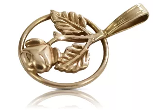 Rosa rusa rosa soviético 14k 585 oro URSS Colgante vintage vpn050