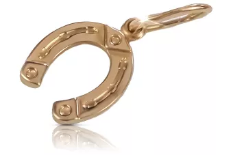 Rusă roz roz sovietic 14k 585 aur URSS Vintage pandantiv potcoavă vpn052