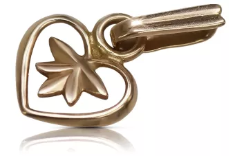 Rosa rusa rosa soviético 14k 585 oro URSS Colgante de corazón vintage vpn053