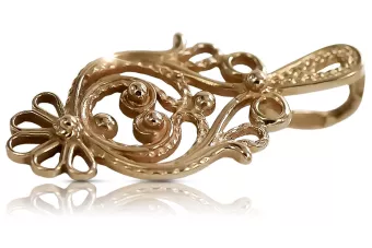 Rosa rusa rosa soviético 14k 585 oro URSS Colgante de hoja vintage vpn056