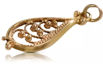 Rusă roz roz sovietic 14k 585 aur URSS Vintage pandantiv de pește VPN063