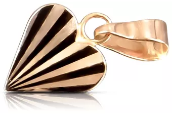 Rosa rusa rosa soviético 14k 585 oro URSS Colgante de corazón vintage vpn080