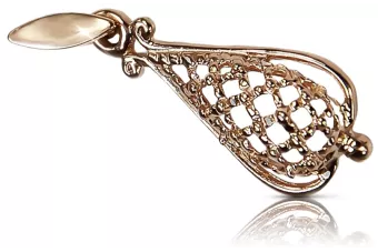 Rosa rusa rosa soviético 14k 585 oro URSS Colgante de hoja vintage vpn082