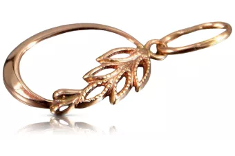 Rosa rusa rosa soviético 14k 585 oro URSS Colgante de hoja vintage vpn084