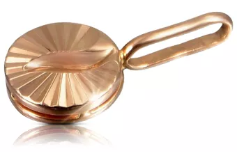 Руска роза розова съветска 14k 585 злато СССР реколта кръг висулка vpn085