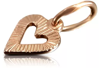 Vintage rose pink 14k 585 gold  Vintage heart pendant vpn087