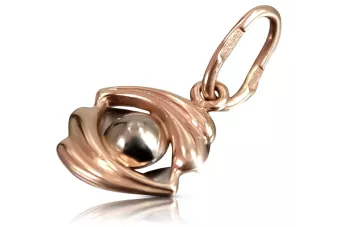 Rosa rusa rosa soviético 14k 585 oro URSS Colgante ojo vintage vpn078
