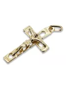 Złoty krzyż Katolicki 14k 585 zawieszka krzyżyk z Jezusem żółte złoto ctc028y