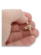 Златен католически кръст 14k 585 кръст висулка с Исус жълто злато ctc028y