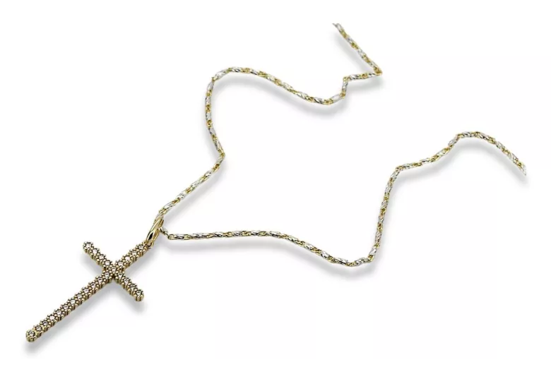 Catholic Cross & Anchor 14k gold chain ctc029y&cc008yw