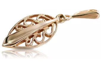 Russische Rose Rosa Sowjetische 14k 585 Gold UdSSR Vintage Blatt Anhänger vpn081