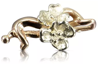 Russische Rose Rosa Sowjet 14k 585 Gold UdSSR Vintage Blumenanhänger vpn096