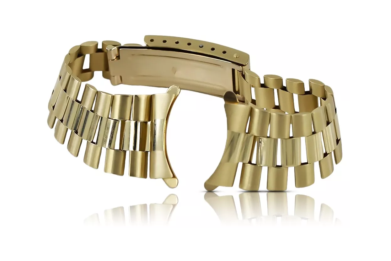 Pulsera de reloj estilo Rolex de hombre de oro amarillo de 14k mbw016y