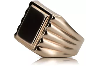 Rose pink 14k gold 585 Men's signet ring vsn034 Russian Soviet Vintage jewelry style