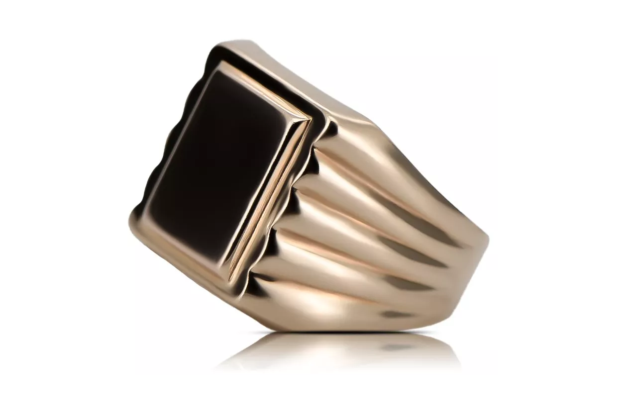 Розовое 14-каратное золото 585 мужское жетонное кольцо vsn034 русский советский винтажный ювелирный стиль
