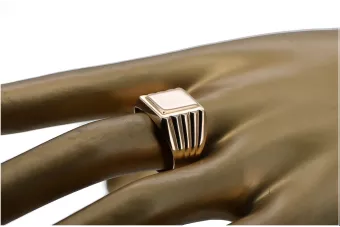 Rose pink 14k gold 585 Men's signet ring vsn034 Russian Soviet Vintage jewelry style