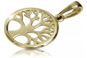Yellow 14k gold beautiful lucky tree pendant cpn008y