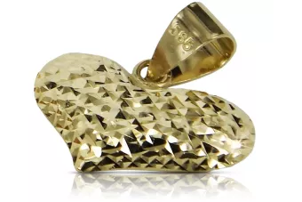 Amarillo italiano oro de 14k hermoso colgante de corazón moderno cpn018y