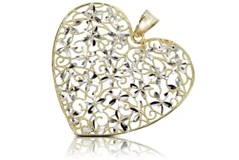 Org. Italiano amarillo blanco 14k oro hermoso corazón colgante cpn002yw