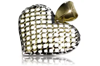 Yellow white 14k gold beautiful modern heart pendant cpn026y