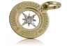 Original Italian yellow white 14k gold beautiful compass pendant cpn032yw