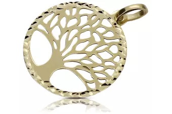 Pendentif original italien jaune 14 carats beau pendentif arbre porte-bonheur cpn056y