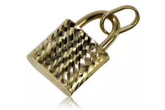 Italian gold pendant 14k 585 padlock cpn057y
