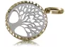 Italian yellow white 14k gold lucky tree pendant cpc034yw
