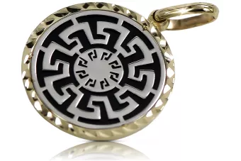 Złota zawieszka 14k 585 z Onyksem grecki wzór cpc033yw
