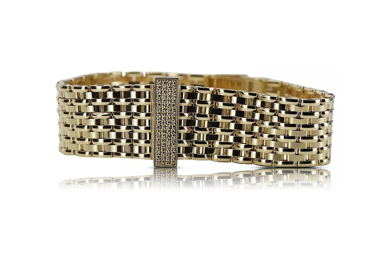 Złota bransoleta męska 14k 585 włoska styl zegarkowy cpc058y&mbw013y