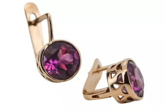 Vintage Ohrringe aus rosarotem 14k Gold 585 mit Amethyst vec107