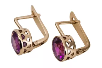 Vintage Ohrringe aus rosarotem 14k Gold 585 mit Amethyst vec107