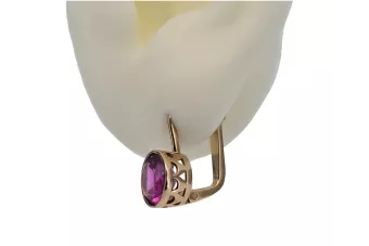 Vintage Ohrringe aus rosarotem 14k Gold 585 mit Amethyst vec107
