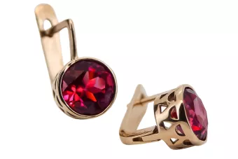 Vintage Ohrringe in Rosérot 14k Gold 585 mit Rubin vec107