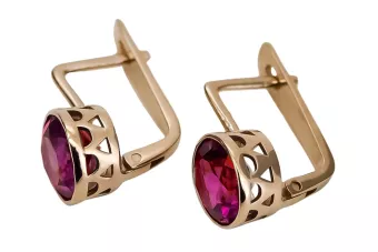 Vintage Ohrringe in Rosérot 14k Gold 585 mit Rubin vec107