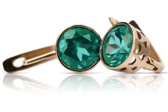 Vintage rose pink 14k 585 gold Emerald earrings vec107