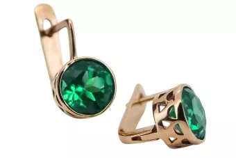 Vintage Ohrringe aus rosarotem 14k Gold 585 mit Smaragd vec107