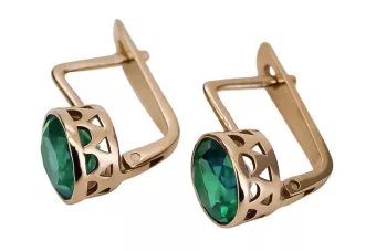 Vintage Ohrringe aus rosarotem 14k Gold 585 mit Smaragd vec107