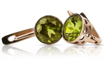 Vintage Ohrringe in Rosérot 14k Gold 585 mit Peridot vec107