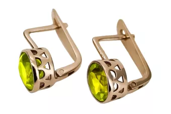 Cercei vintage din aur 585 de 14k roșu trandafir cu Peridot vec107
