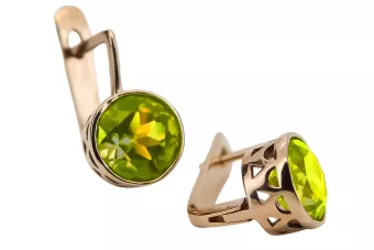Vintage Ohrringe in Rosérot 14k Gold 585 mit Peridot vec107