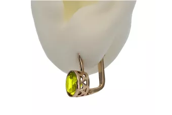 Cercei vintage din aur 585 de 14k roșu trandafir cu Peridot vec107