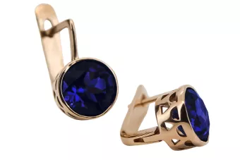 Vintage rose pink 14k 585 gold Sapphire earrings vec107