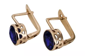 Cercei vintage din aur 585 de 14k, roșu trandafir, cu safir vec107