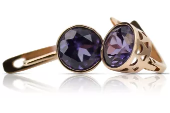 Vintage rose pink 14k 585 gold Alexandrite earrings vec107