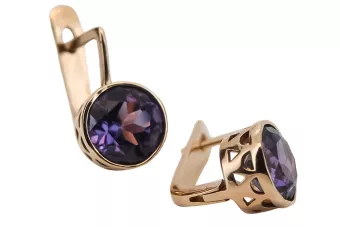 Vintage rose pink 14k 585 gold Alexandrite earrings vec107