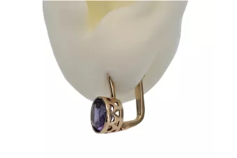 Vintage rose pink 14k 585 gold Alexandrite earrings vec107